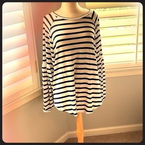 Blue and White Striped Blouse